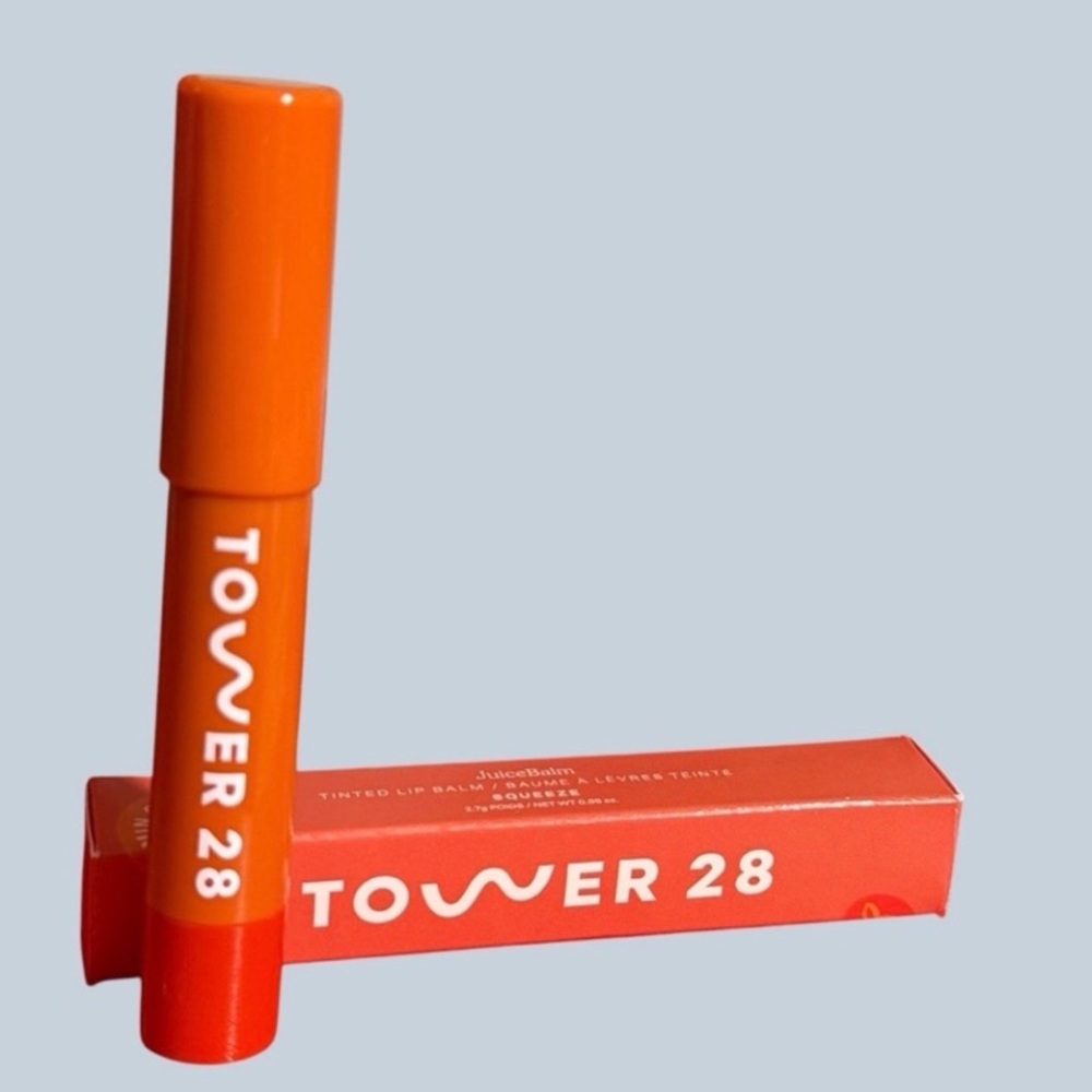Tower 28 Tinted Lip Balm in “Squeeze” vibrant reddish orange. NIB NWT unopened